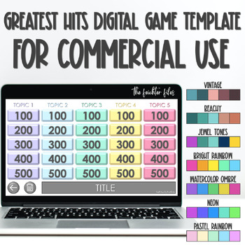 Preview of Commercial Use Editable Digital Game Template Google Slides Greatest Hits Bundle