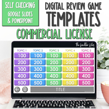 Preview of Commercial Use Editable Digital Game Template Google Slides - Watercolor Ombre