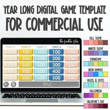 Preview of Commercial Use Editable Digital Game Template Google Slides - Yearlong Bundle