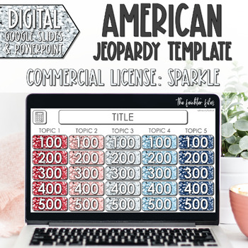 Preview of Commercial Use Editable Jeopardy Template Google Slides American Sparkle Games