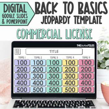Preview of Commercial Use Editable Jeopardy Template Google Slides Back to Basics Games