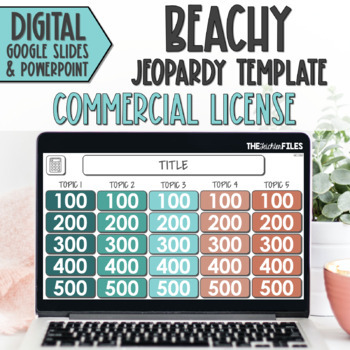 Preview of Commercial Use Editable Jeopardy Template Google Slides Beachy Games