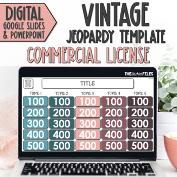 Preview of Commercial Use Editable Jeopardy Template Google Slides Vintage Classroom Games