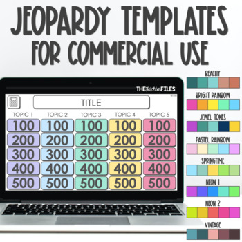 Preview of Commercial Use Editable Jeopardy Template Google Slides and Powerpoint Games