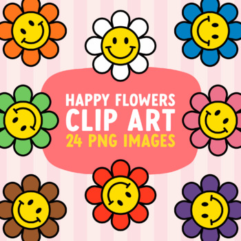 Preview of Movable Flower Counters Clip Art, Spring Clipart, Retro 60s Daisy