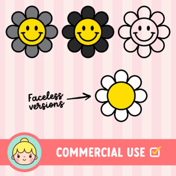 Movable Flower Counters Clip Art, Spring Clipart, Retro 60s Daisy by ...