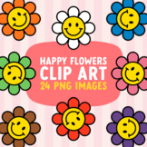 Movable Flower Counters Clip Art, Spring Clipart, Retro 60s Daisy