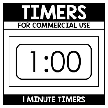 Preview of Commercial Use Timers for Digital Products Black and White Timer 1 Minute Timer