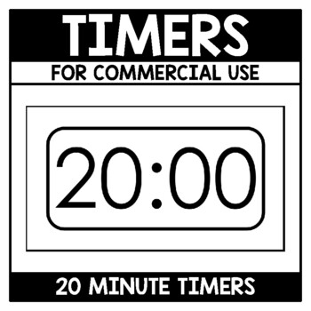 Preview of Commercial Use Timers for Digital Products Black and White Timer 20 Minute Timer
