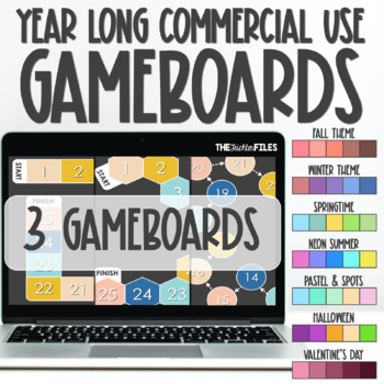 Preview of Commercial Use Yearlong Editable Gameboard Template Google Slides and Powerpoint