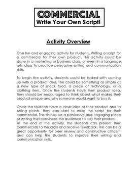 Preview of Commercial - Write Your Script!