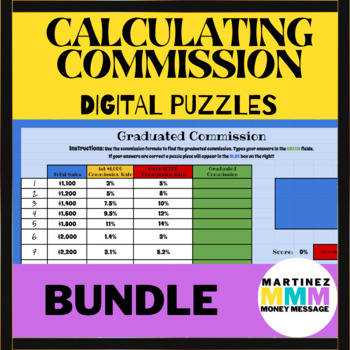 Preview of Commission Bundle Editable Digital Math Self Grading Puzzle Plus Printable