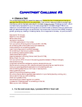 Preview of Commitment Challenge 2 - Student Goal Setting (Habits & Behavior Modification)