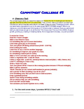 Preview of Commitment Challenge 3 - Goal Setting & Behavior Reflection (Habits)