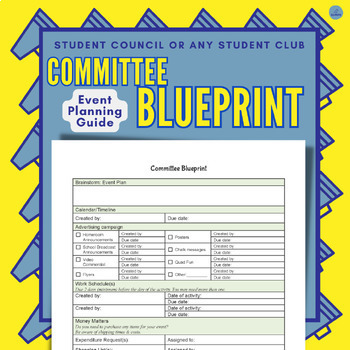 Preview of Committee Blueprint | Event Planning Guide | Student Council ASB Leadership