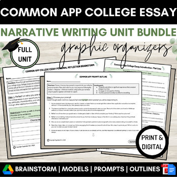 Preview of Common App College Essay Admissions Personal Narrative Writing Unit 2024-25