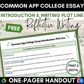 Preview of Common App College Essay Introduction Narrative Plot Line, FREE Handout