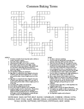 Common Baking Terms Crossword Puzzle by Berry s Goodies TPT