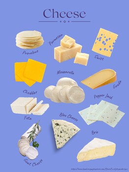 Preview of Common Cheese Food Identification Sheet Kitchen Basics