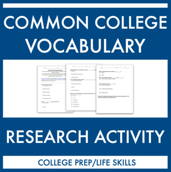 Preview of Common College Vocabulary Research Activity