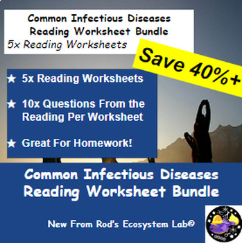 Preview of Common Communicable Diseases Lesson Reading Worksheet Bundle **Editable**