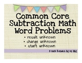 Common Core 2.OA.A.1 Algebra Word Problems {Subtraction Wi