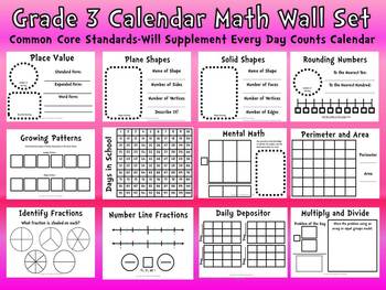 Preview of Common Core 3rd Grade Calendar Wall Set-Supplement Every Day Calendar