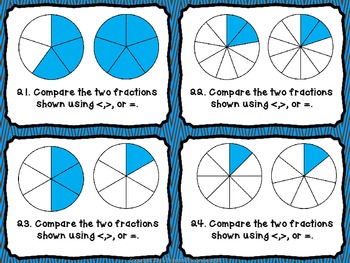 common core 3rd grade comparing fractions using models task card kit