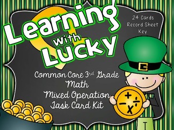 Preview of Common Core 3rd Grade- Lucky Math- Mixed Operations Word Problems  Task Card Kit