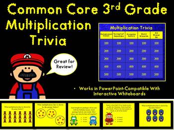 Preview of Common Core 3rd Grade- Multiplication TV Trivia PowerPoint Game