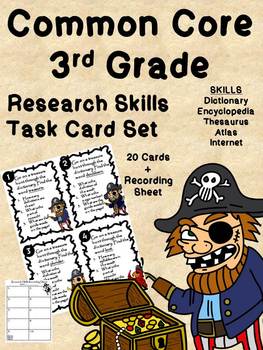 Preview of Common Core 3rd Grade-Research Skills-Pirate Task Cards