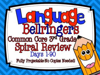 Preview of Common Core 3rd Grade- Spiral Language Review-90 Days-Part One-No Copies Needed!