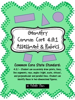 Preview of Common Core 4.G.1 {Geometry Assessment & Rubrics}
