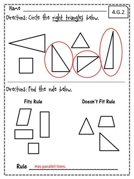 Common Core 4.G.2 Geometry Assessment & Rubrics by Michelle Thom