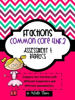 Preview of Common Core 4.NF.2 {Comparing Fractions Assessments & Rubrics}