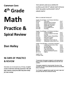 Preview of Common Core 4th Grade Math Practice and Spiral Review