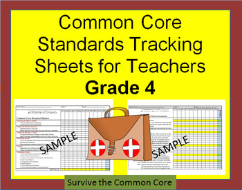 Preview of Tracking Sheets (EDITABLE) Common Core 4th Grade Math by Domain/Cluster/Standard
