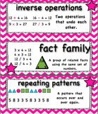 Common Core 4th Grade Math Vocabulary Cards - Pink