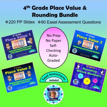 4th Grade Place Value and Rounding Bundle - 4 Powerpoint Lessons - 214 Slides