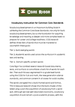 2 worksheets tier vocabulary Rigor Wall by TpT 1, 4th 2, Word Grade 3 Tier  Core and Cards