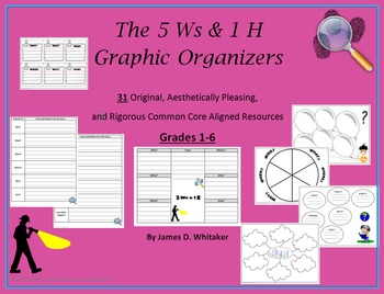 Preview of Common Core 5Ws and 1 H Who What When Where Why How Graphic Organizers