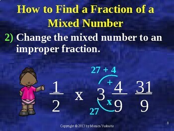 5th Grade Fractions 14 - Multiplying Mixed Numbers with Fraction Lesson
