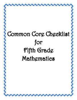Preview of Common Core: 5th Grade Math Checklist