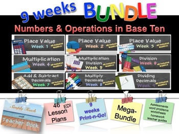 Preview of Common Core 5th Grade Math Lesson Plans Weeks 1-9