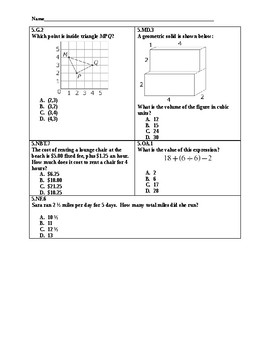 Preview of Common Core 5th Grade Spiral Math Review