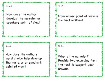Preview of Common Core 6th Grade ELA Question Cards