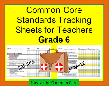 Preview of Tracking Sheets (EDITABLE) Common Core 6th Grade Math by Domain/Cluster/Standard