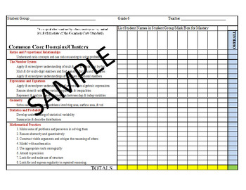 Tracking Sheets (EDITABLE) Common Core 6th Grade Math by Domain/Cluster