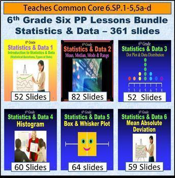 Preview of 6th Grade Statistics & Data Bundle - 6 Powerpoint Lessons - 402 Slides