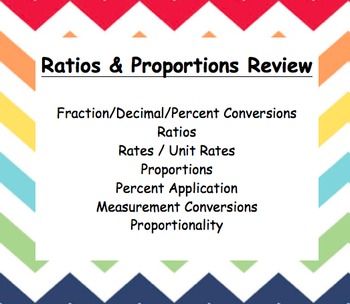 Preview of Common Core – 6th grade – Ratio & Proportions Review Booklet